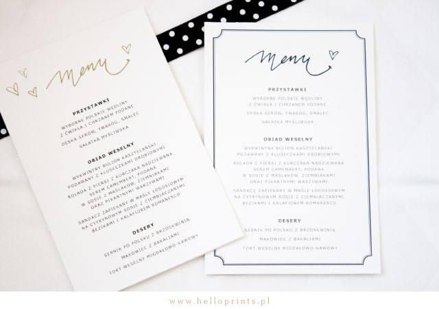 Karty menu na wesele do ściągnięcia za free