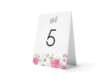 Numery na stoły weselne w stylu kwiatowym Roses
