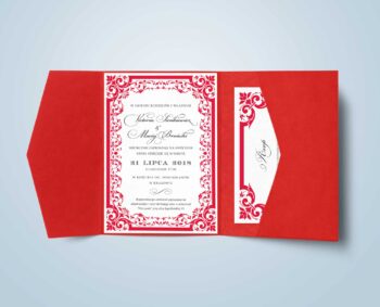 Zaproszenie Victoria w kolorze czerwonym z dodatkiem ornamentu