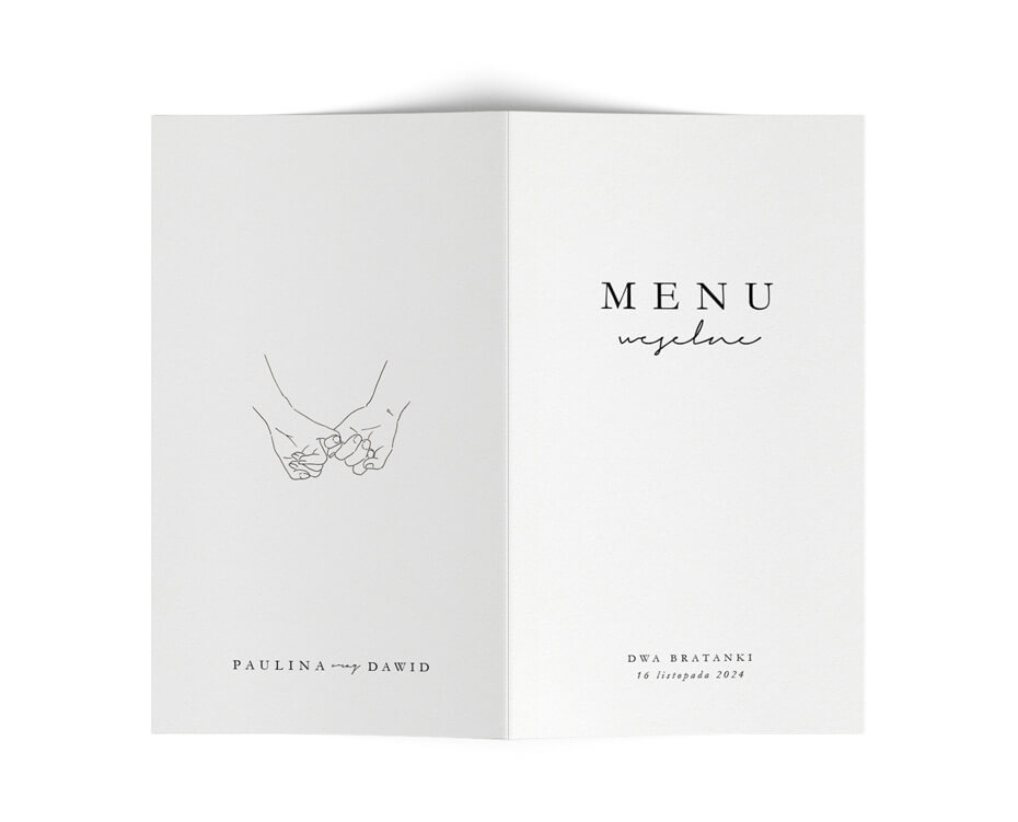menu na stoły minimalistyczne pinky fingers