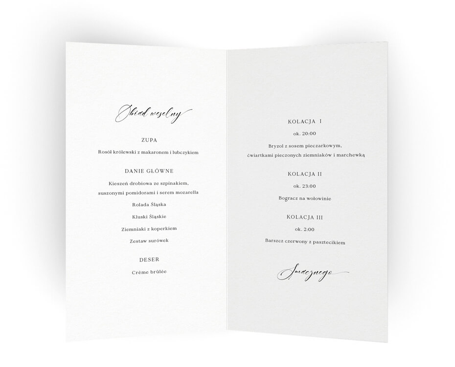 minimalistyczne karty menu na stół