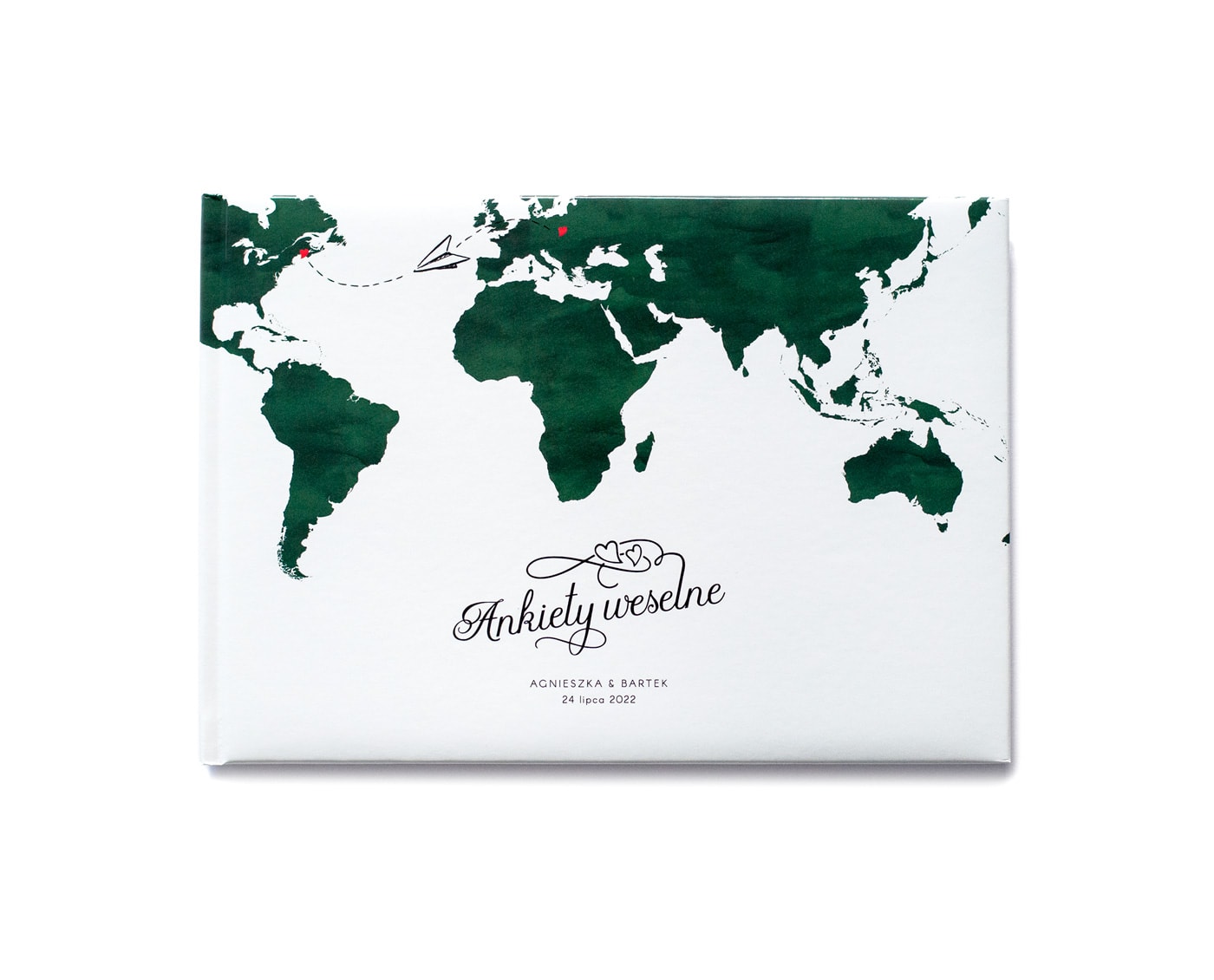 Ankieta weselna w stylu podróżniczym mapa świata