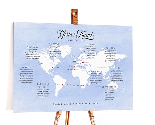 Plan stołów Mapa świata, niebieski