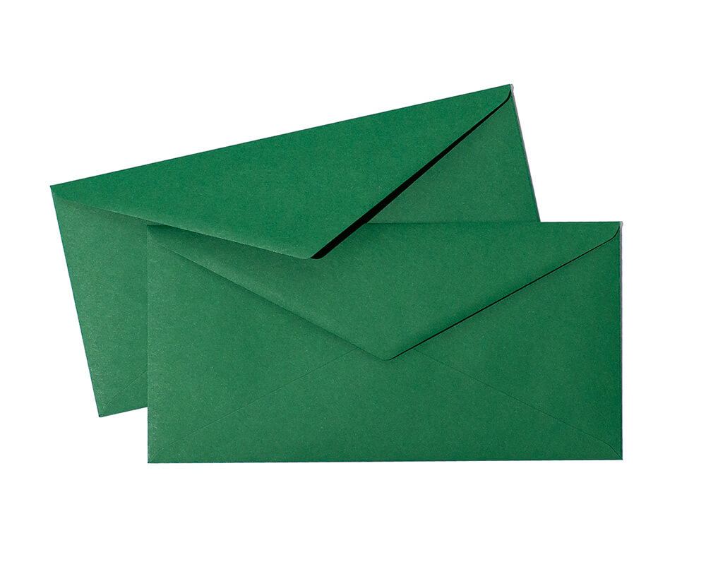 Zielone koperty na zaproszenia ślubne, rozmiar DL