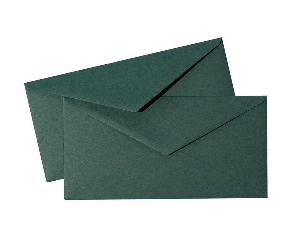 Ciemno zielone koperty na zaproszenia, rozmiar DL