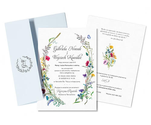 Zaproszenia ślubne w rustykalnym stylu z polnymi kwiatami