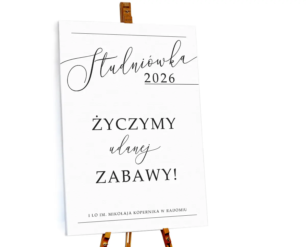 Duża, biała tablica powitalna na sztalugę 